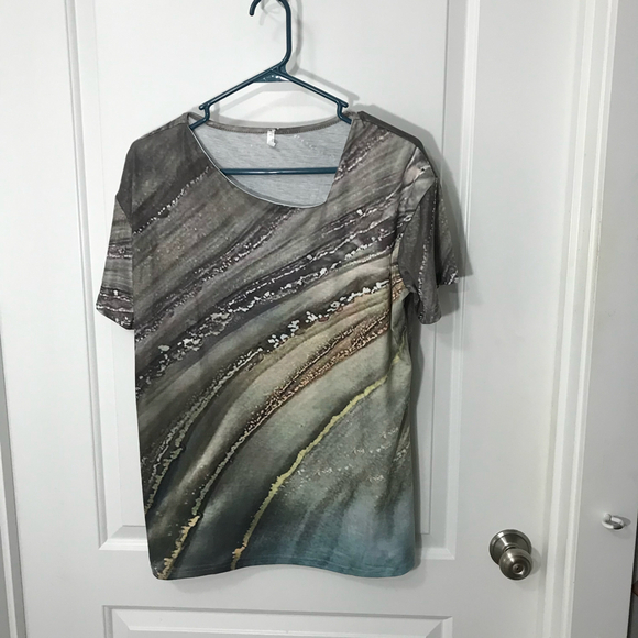 Shein Marble Print Asymmetrical Neckline Polyester XL Top - Picture 1 of 3